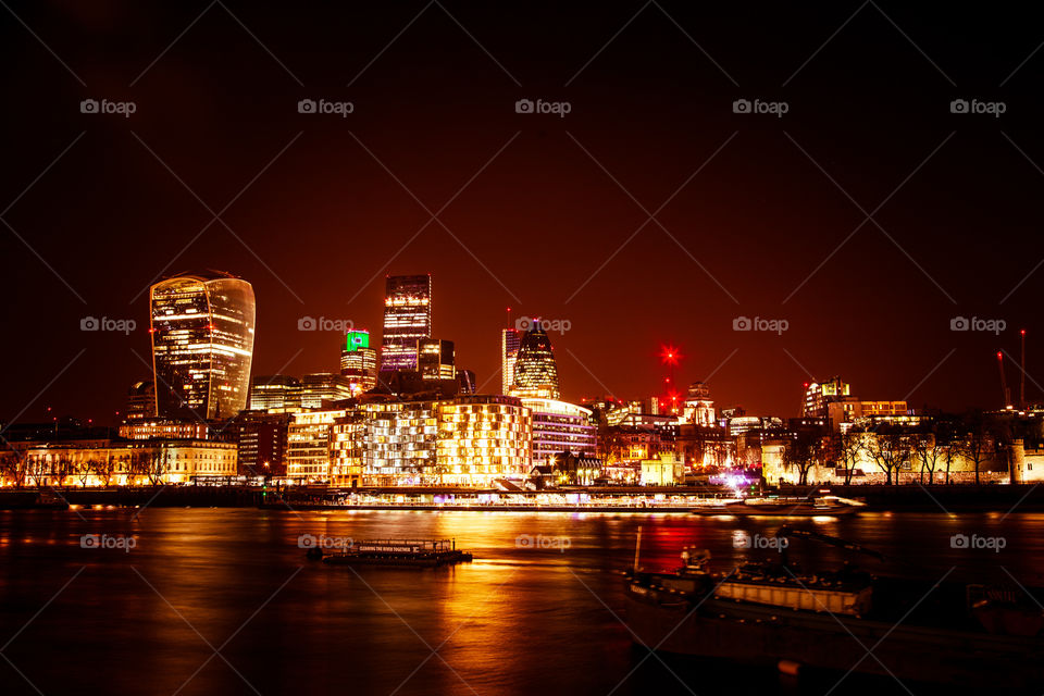 A beautiful night scene of London, United Kingdom. Artistic, colorful photo of a city.