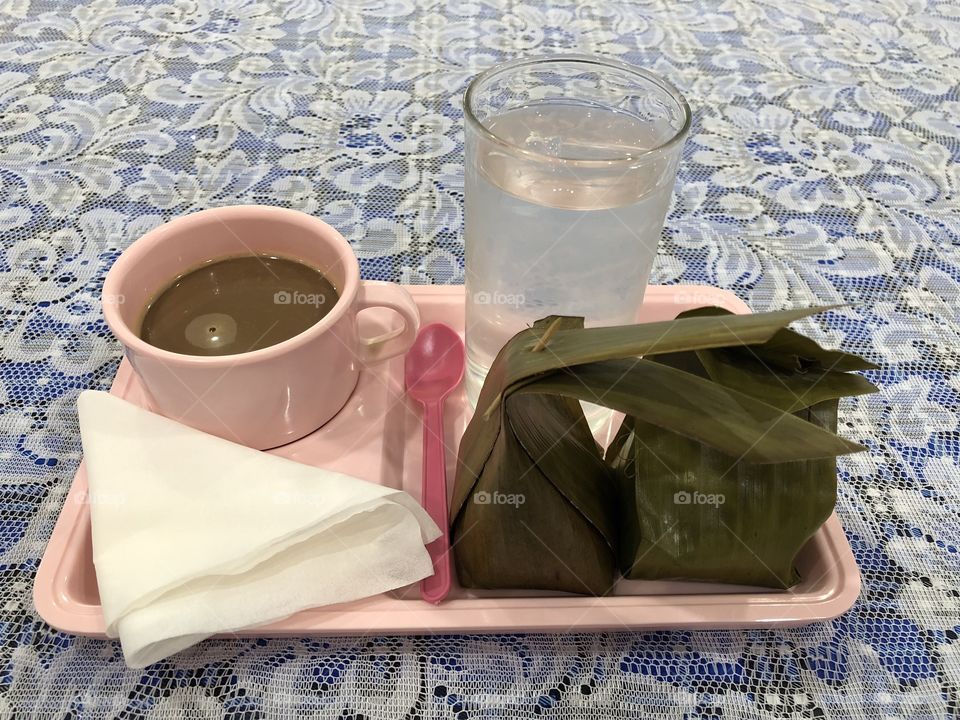 Coffee break with water and Thai dessert 