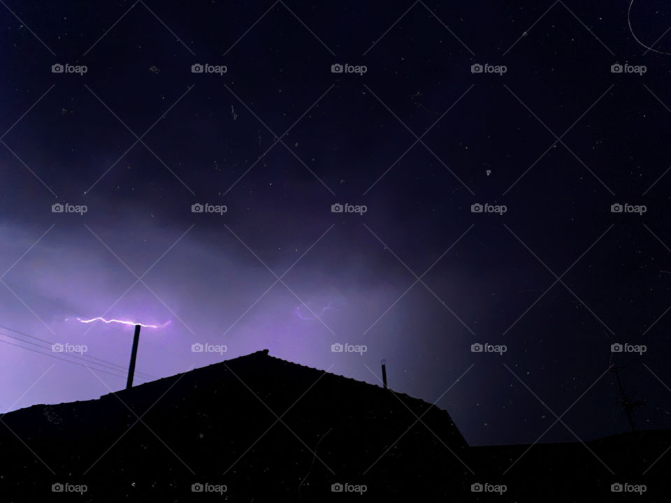A dark and stormy night in NSW Australia showing a lightning strike 