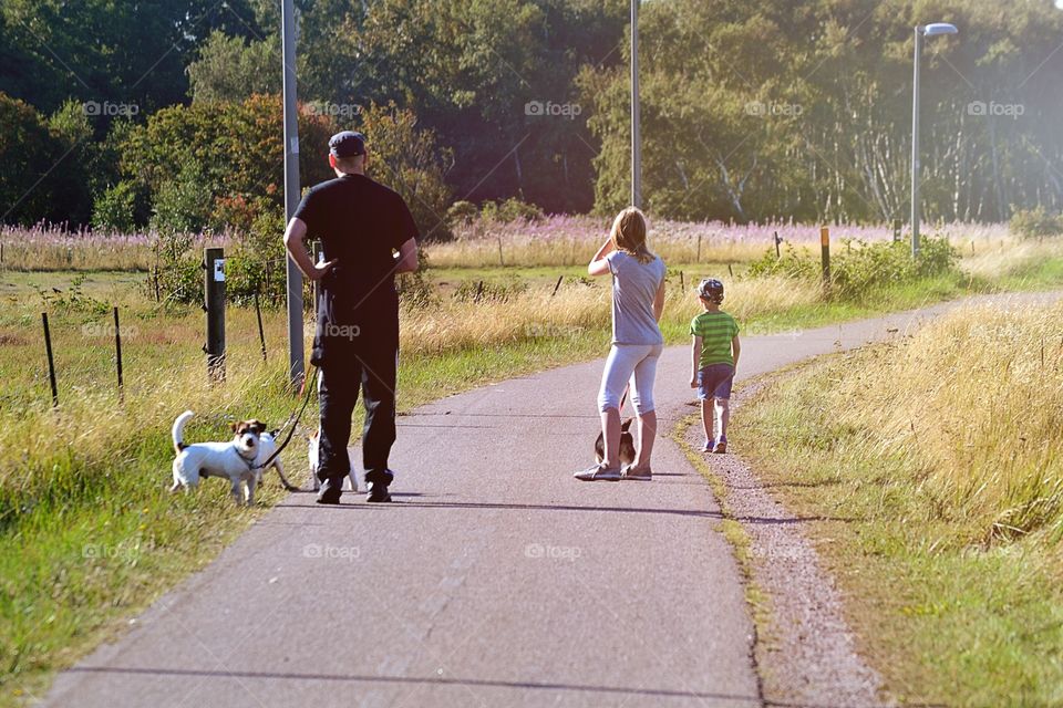 Family out walking