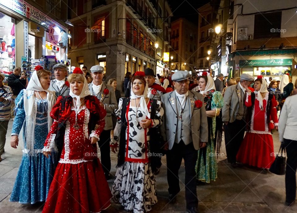 Traditional Spanish clothing for Dia de la Almudena, Madrid 