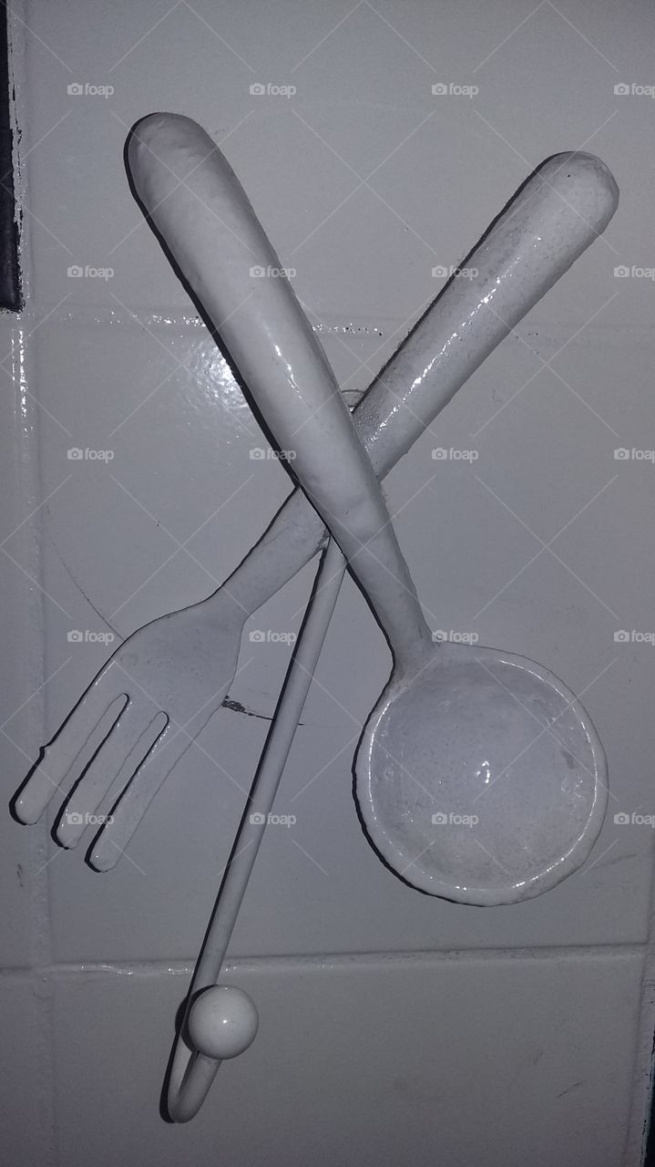 Art, towels hook in kitchen