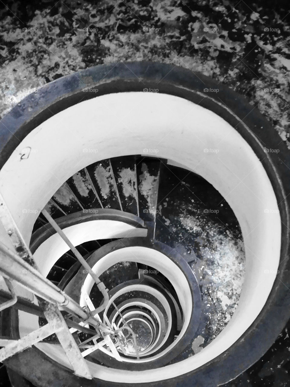 White and black circle stairway. 