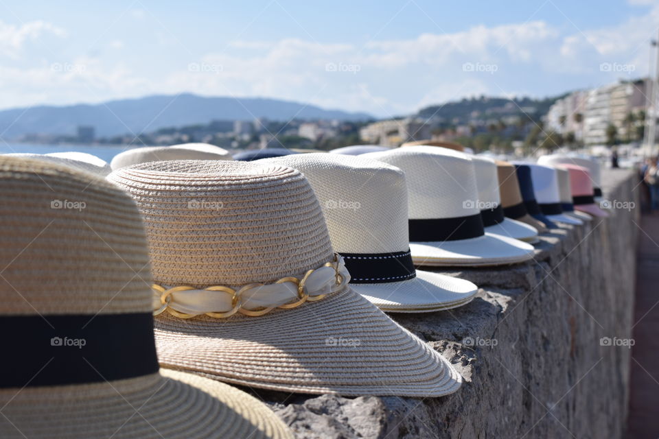 Hats for Sale along the Cannes Beach