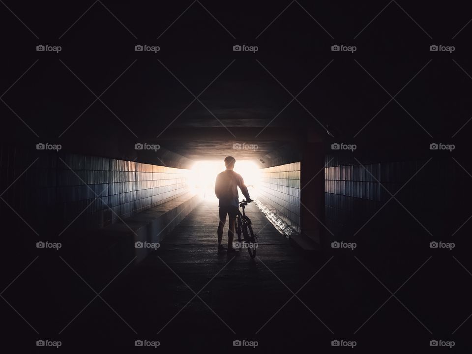 Cyclist and the light