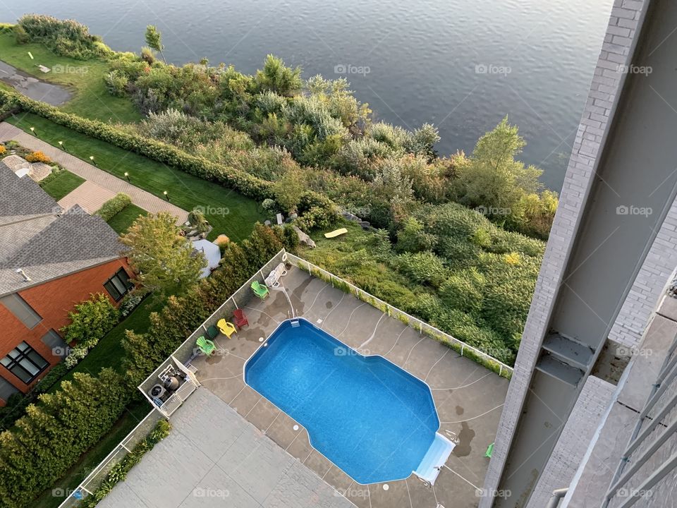 View of the pool at home on the 12th floor.