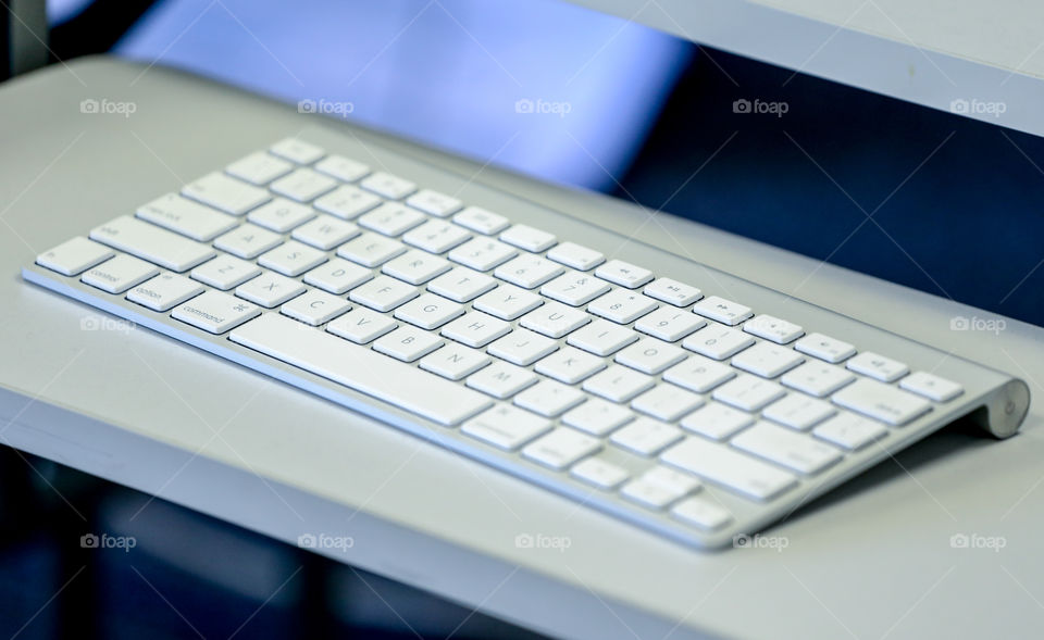 Isolated computer keyboard on a blurry background