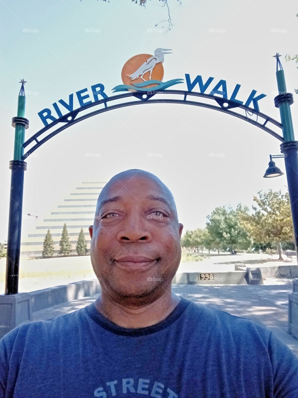 selfie, walking along the Riverwalk in Sacramento California