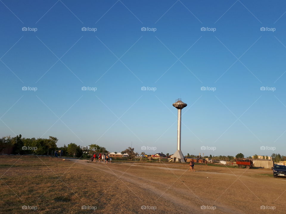 High metal tower at the field