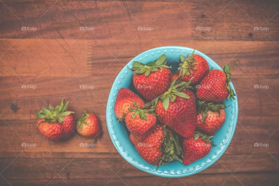 Red Strawberries in a Blue Bowl 4