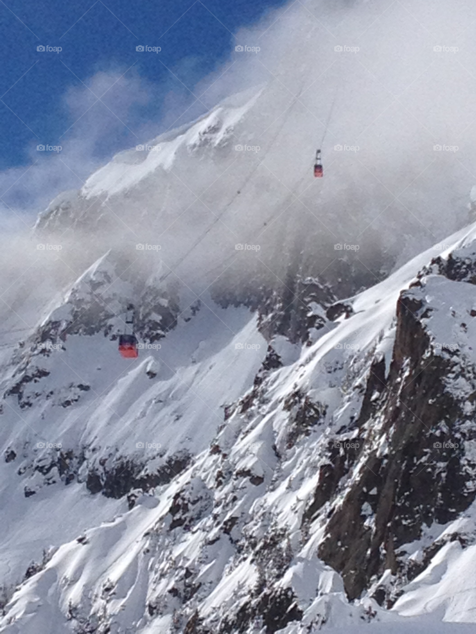 chamonix snow mountain blue sky by clarkie28