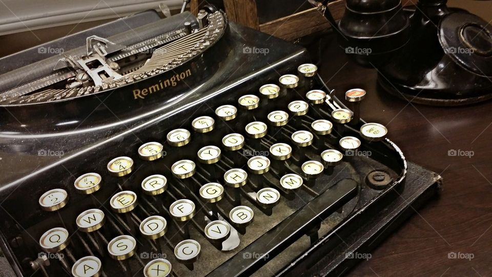 Type writer Close Up. Antique Type writer keys close up