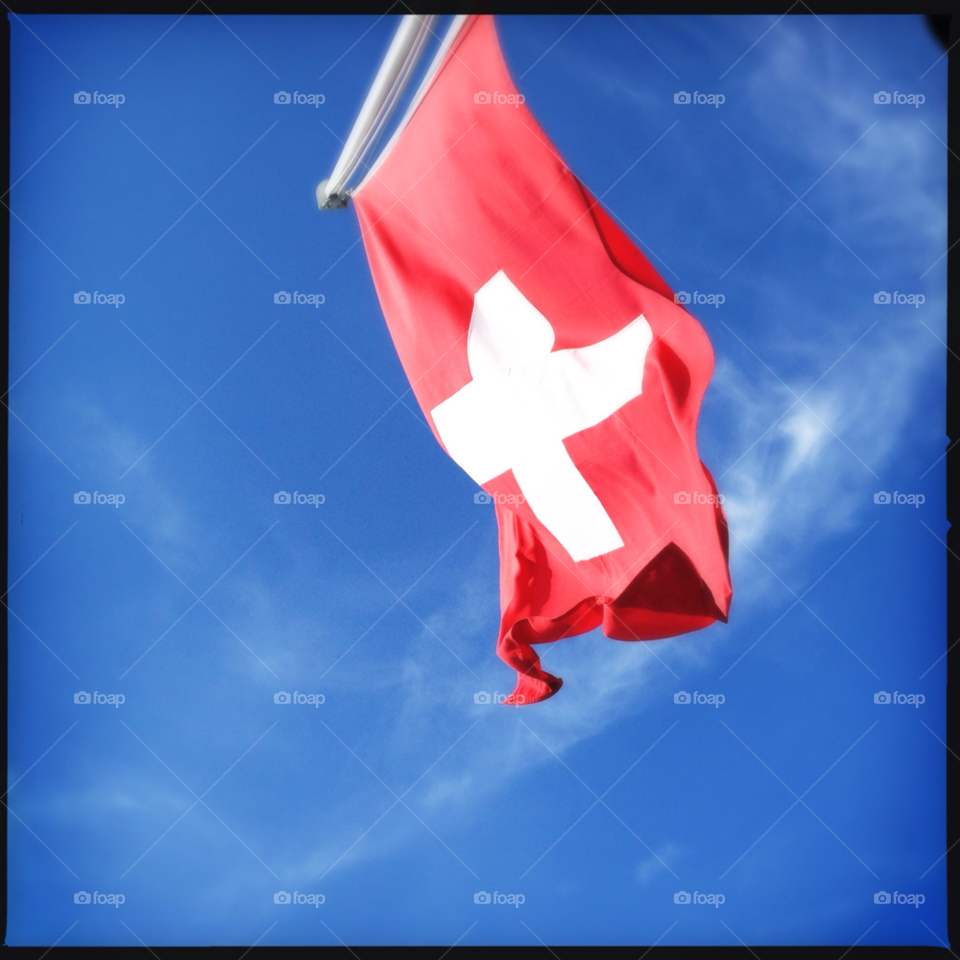 sky flag switzerland blue sky by snapperdodo