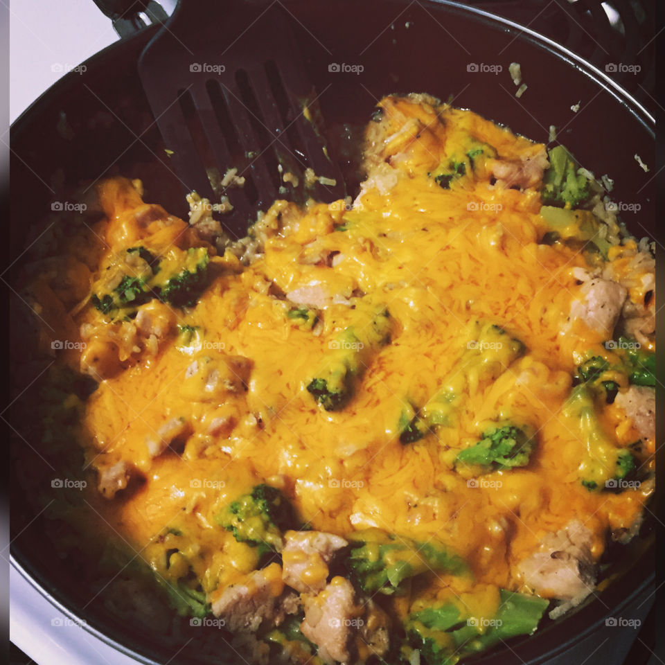 Cheesy chicken, broccoli, and rice 