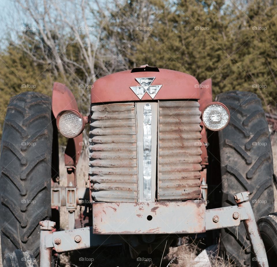 Old red tractor. 