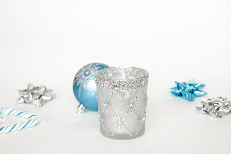 Christmas blue balls , candy cane 