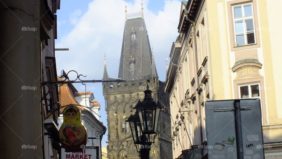 Gothic tower in Prague