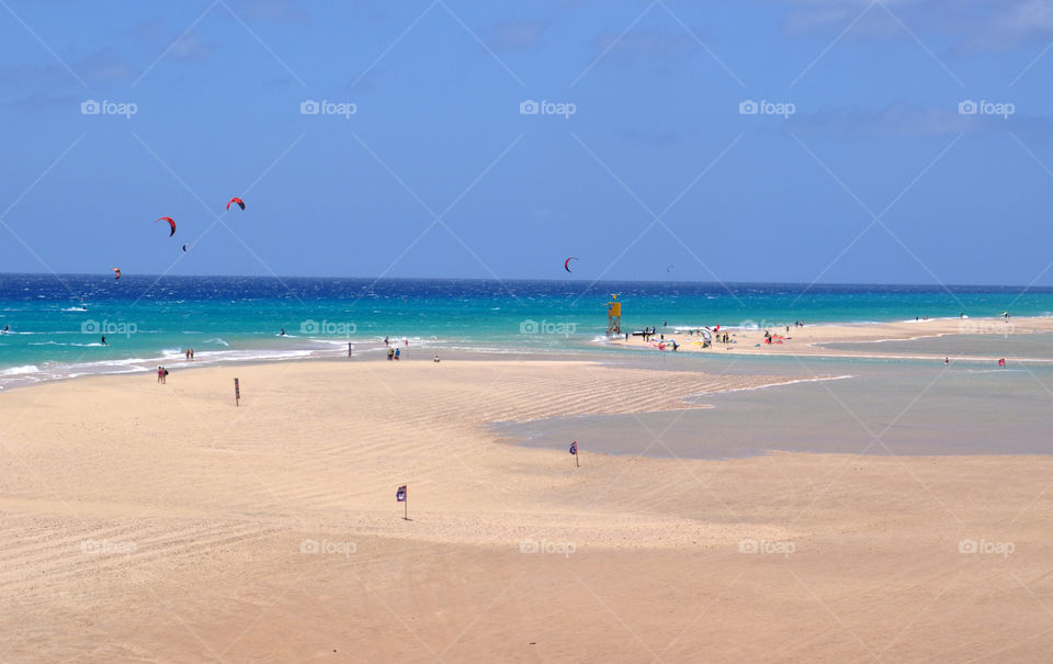 Kiting on Fuerteventura island 