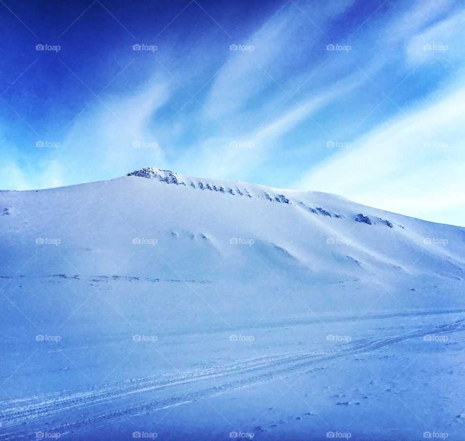 Snowy mountains in Svalbard, in the high Arctic 