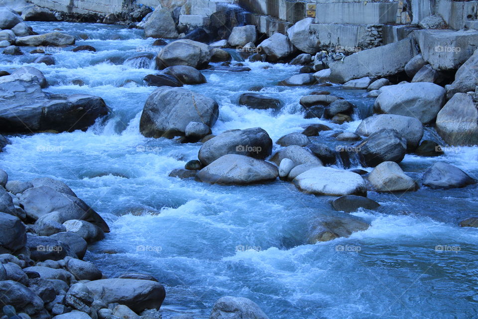 Beas River flowing down from very high ranges of Himalayas