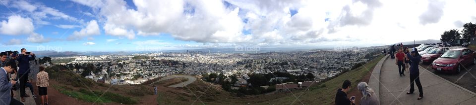 View of SF from Twin Peaks. An afternoon drive to Twin Peak to view the city.