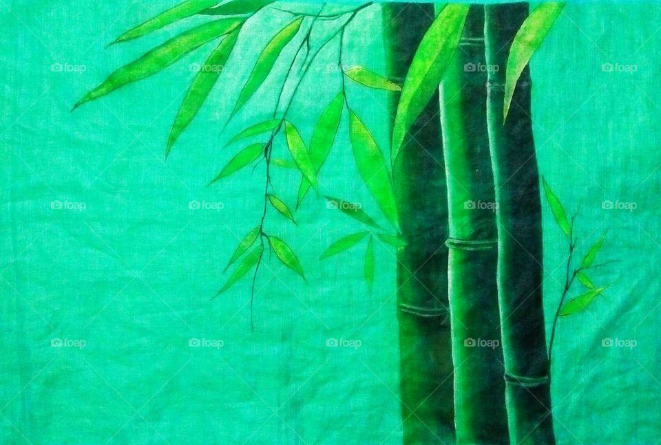 Photograph of a painting Bamboo on saree