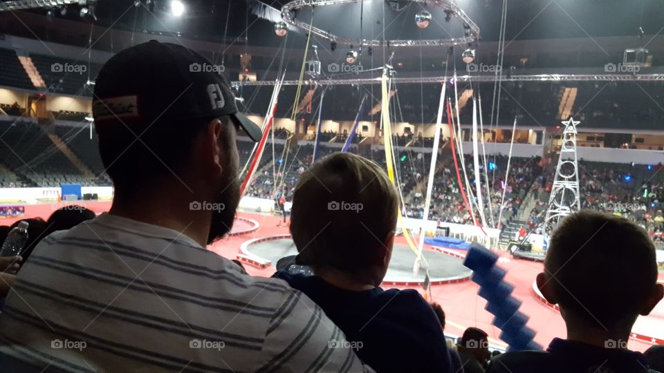 father and son at the circus