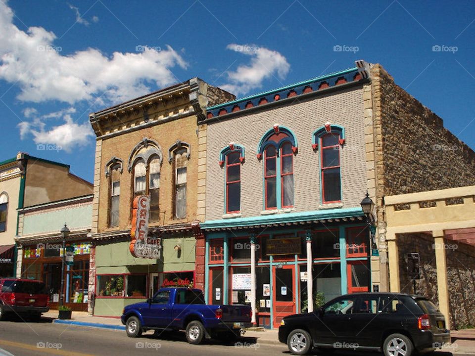 Colorful city street in Las Vegas, New Mexico 
