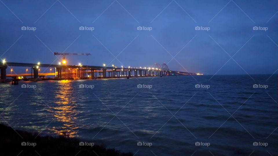 crimean bridge in night