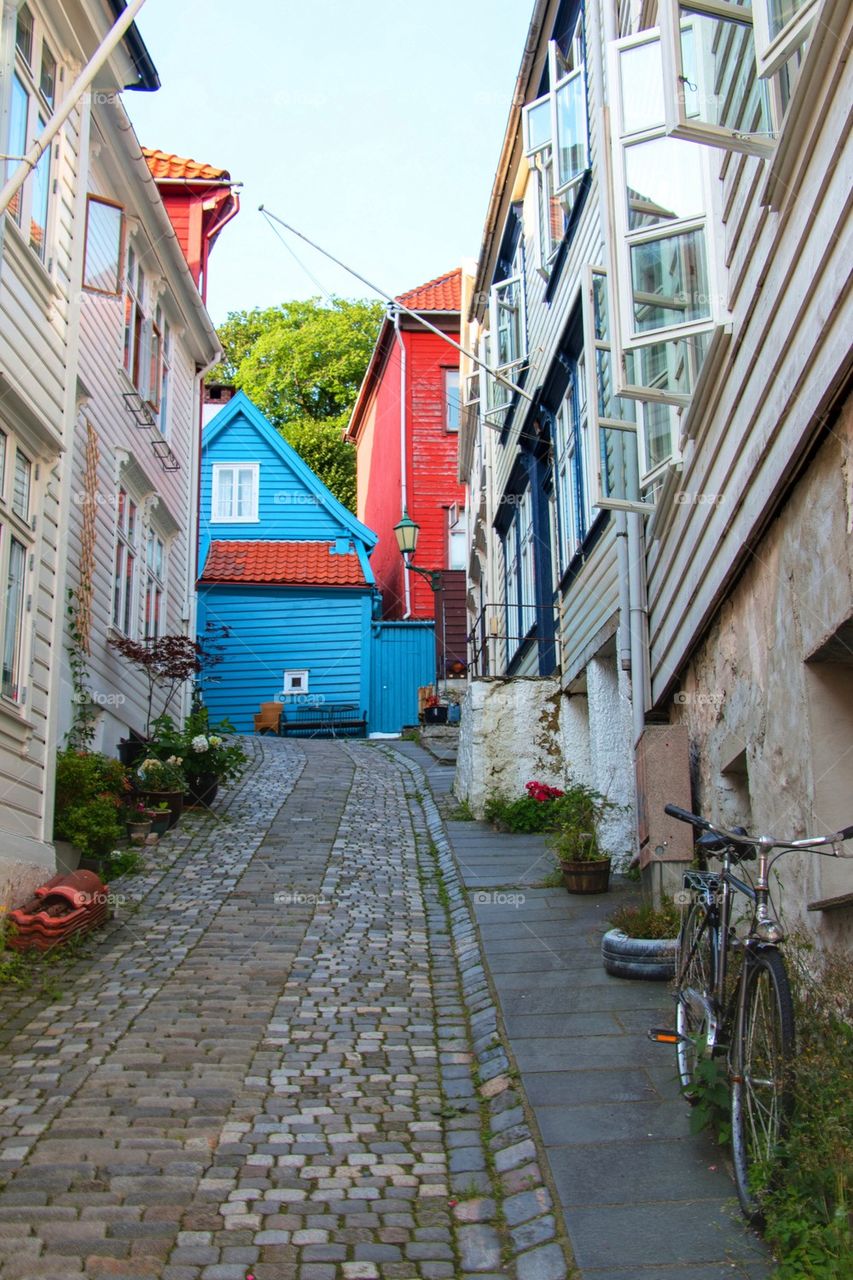 View of street in Bergen, Norway