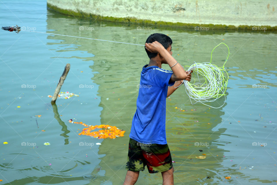 fishing by boy