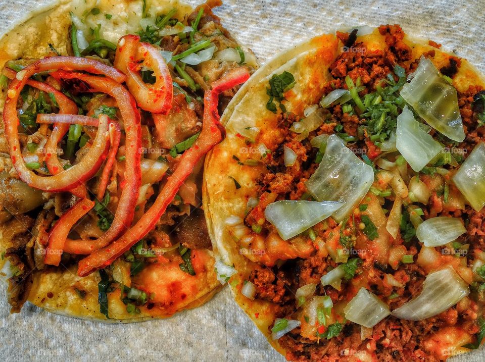 Street tacos with chorizo and carnitas