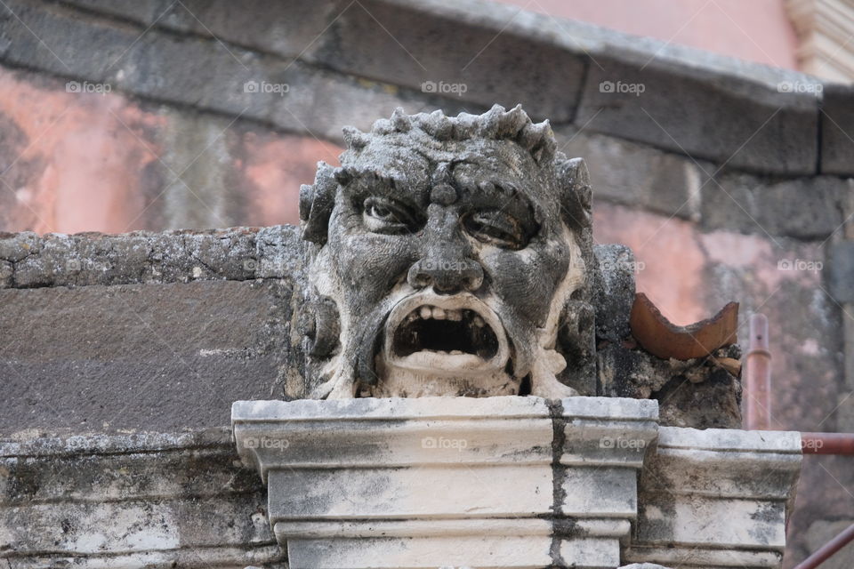 Baroque stone mask, Cathedral of Acireale, Sicily
