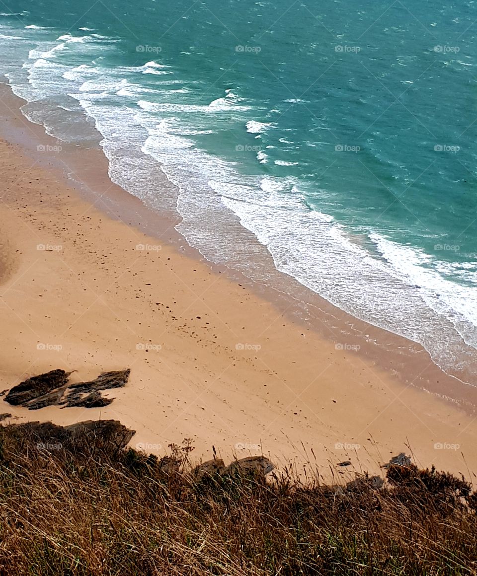 view of a beach from above