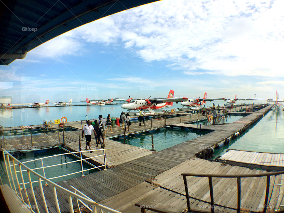 Seaplane terminal in Maldives. Let the wonderful trip begins!