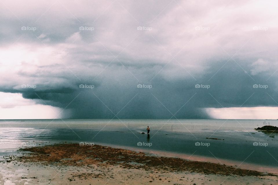Solitude of person at beach