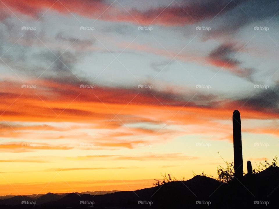 Sunset Landscape. Beautiful Arizona desert sky at dusk