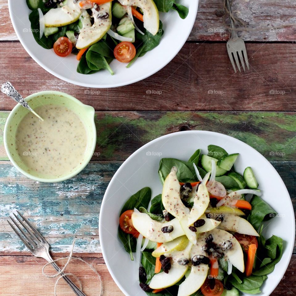 Pear and Spinach Salad with Esperanza Dressing. Pear and Spinach Salad with Esperanza Dressing