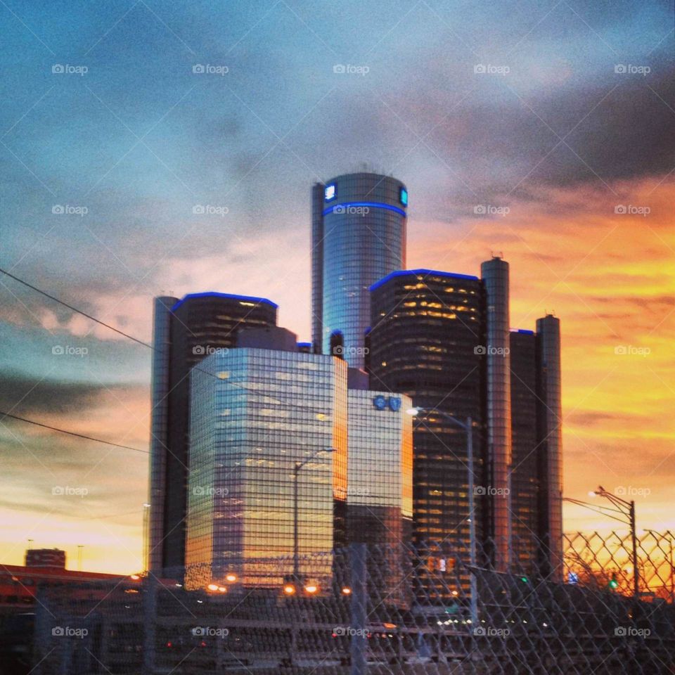Detroit at sunset