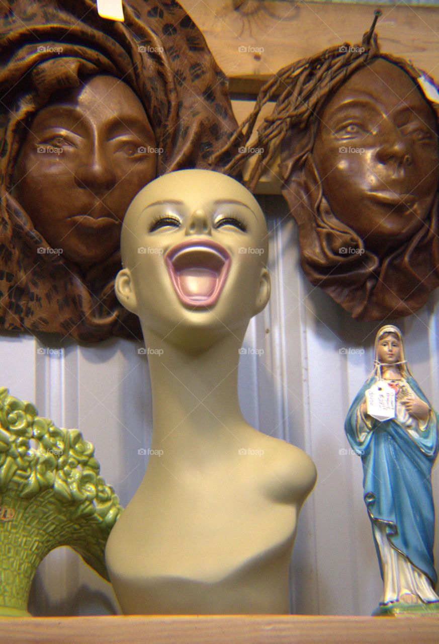 Laughing Bald Mannequin Bust