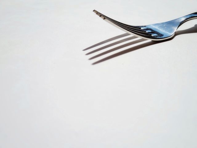 fork and its shadow on white background