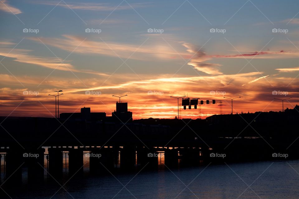 Stockholm city during sunset