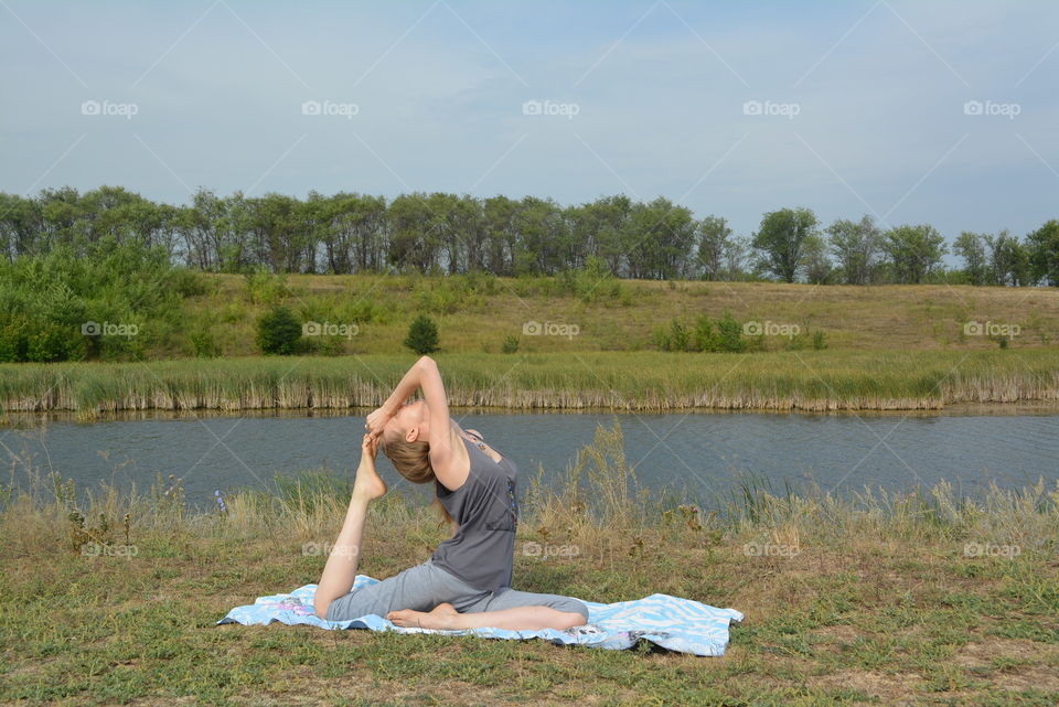 Yoga at the lake