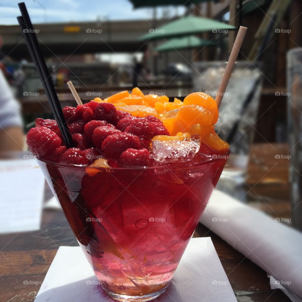 Sangria loaded with fruit! 
