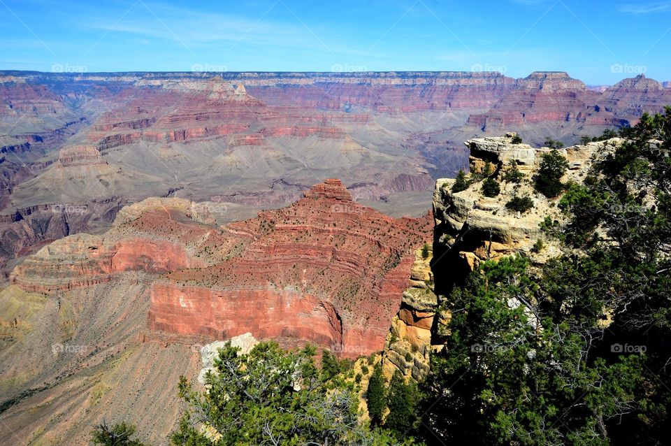 Grand Canyon view from Kaibab Trail on the South Rim. 