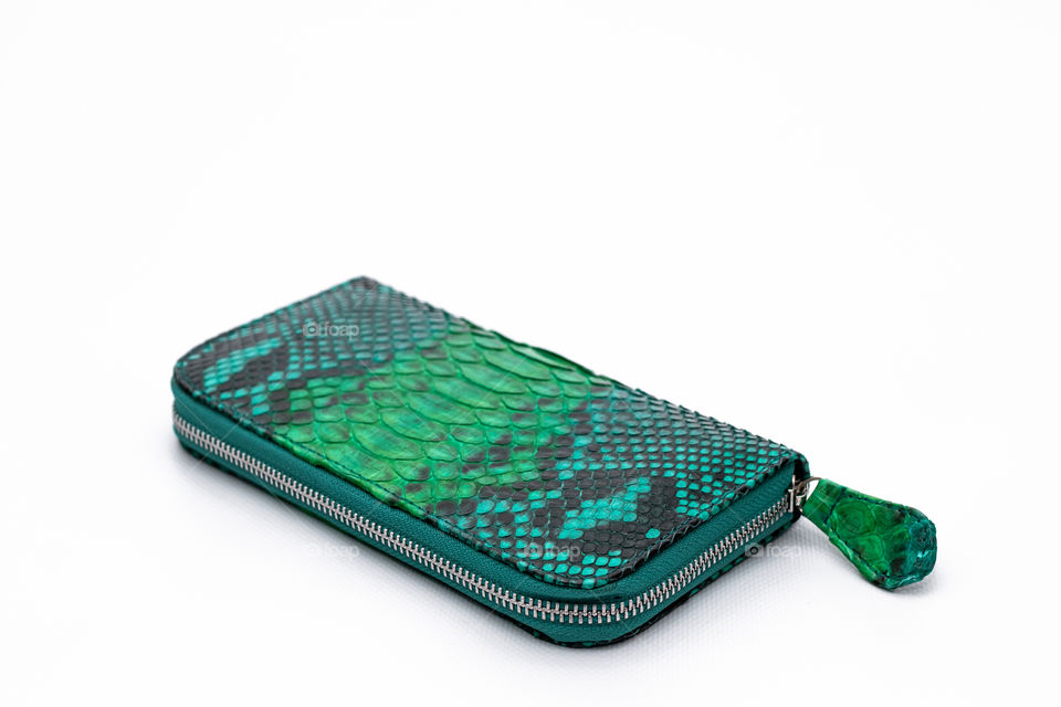 Python leather wallet.  Handwork.