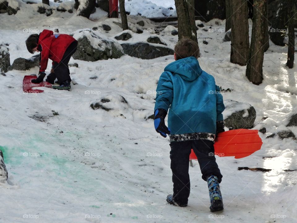 Boys Playing In The Snow