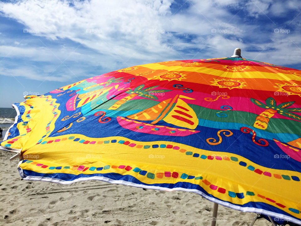 Colorful beach umbrella. 