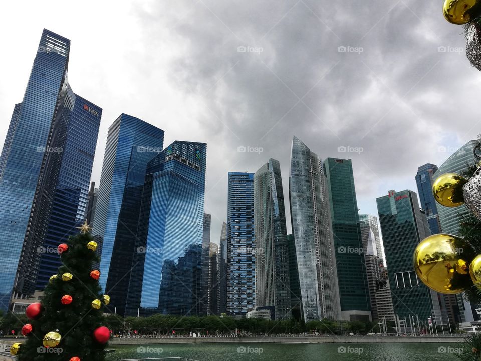 Singapore skyline at Christmas