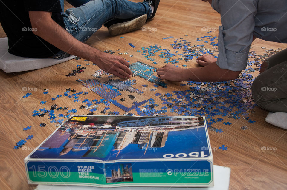 Working together on a puzzle